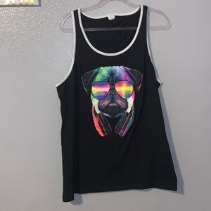 AMS Black Colorful DJ Pug summer tank top